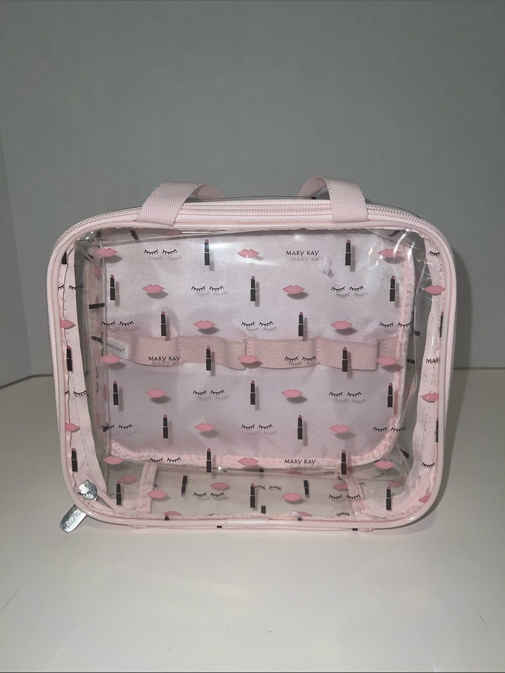 Mary Kay Clear Cosmetic Case with Pink Accents